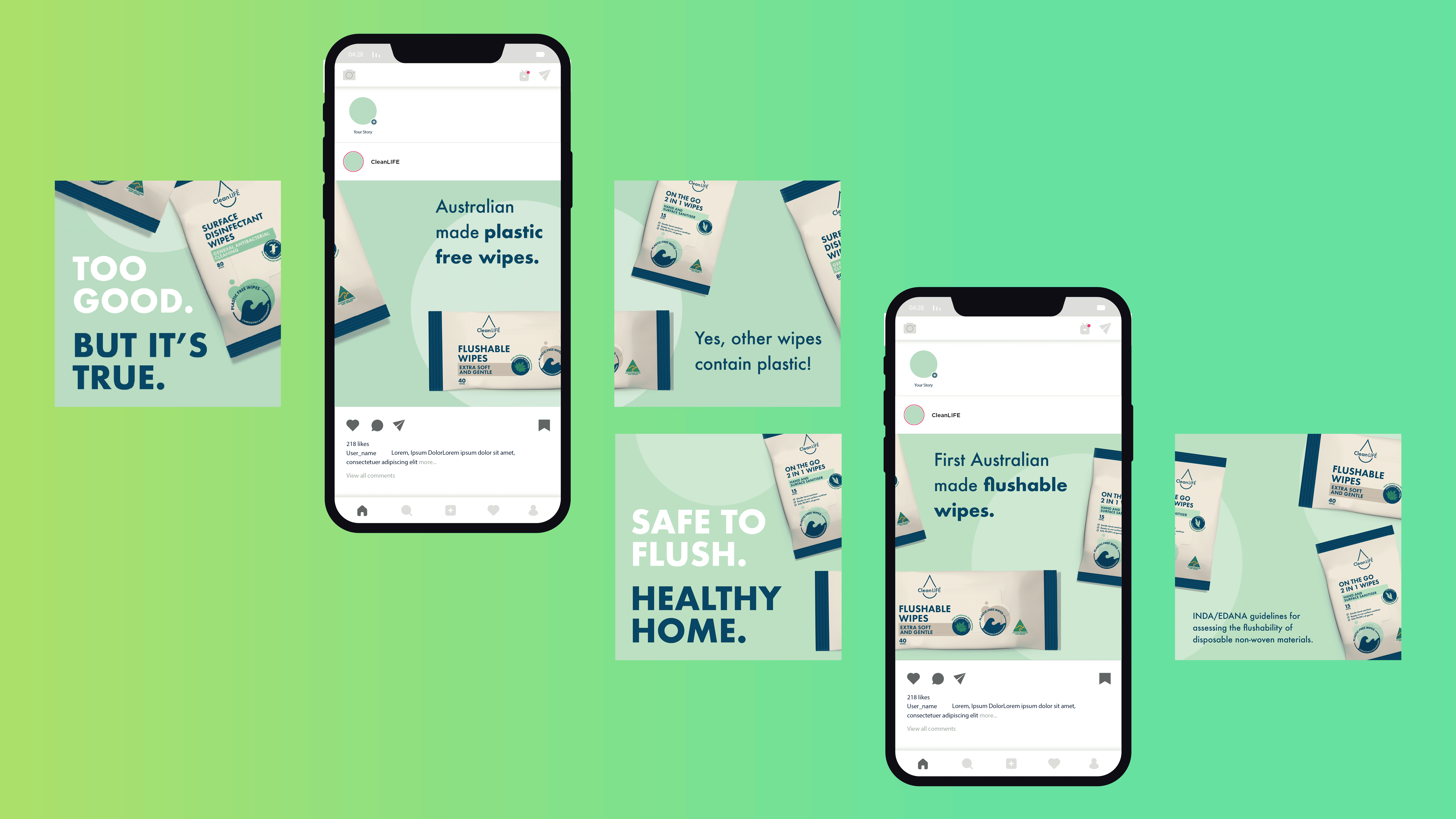 Clean Life Graphic Design tiles Social Media